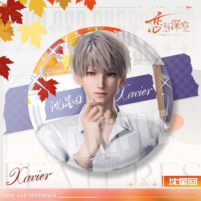 2025 75MM Love and Deepspace Sylus Rafayel Zayne Xavier Caleb Anime Flash Breeder Badge Emblem Brooch Cospaly Cartoon Gifts New