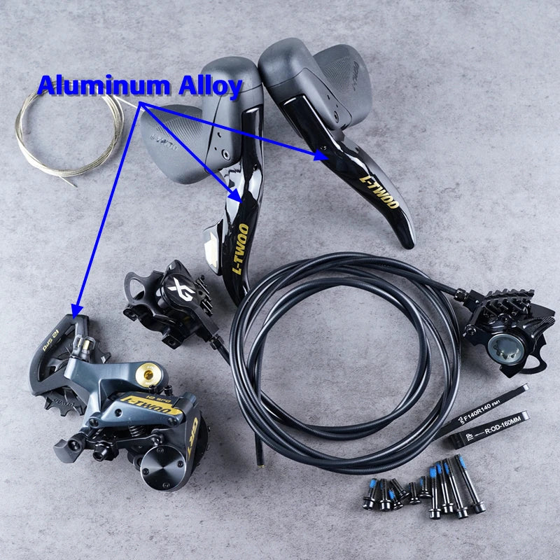 LTWOO GRT / GR9 Disc 1x11s / 1x12s Gravel Hydraulic Disc Brake Groupset + ZRACE XG Flat Mount Brake Caliper, Carbon Fibre