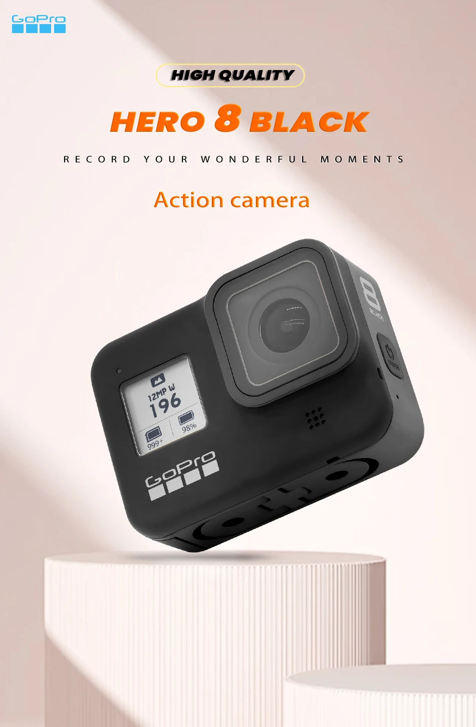 GoPro hero 8 Black stable 4K video 12MP photo portable 1080p live broadcast Motorcycle and Skiing Sports go pro Camera