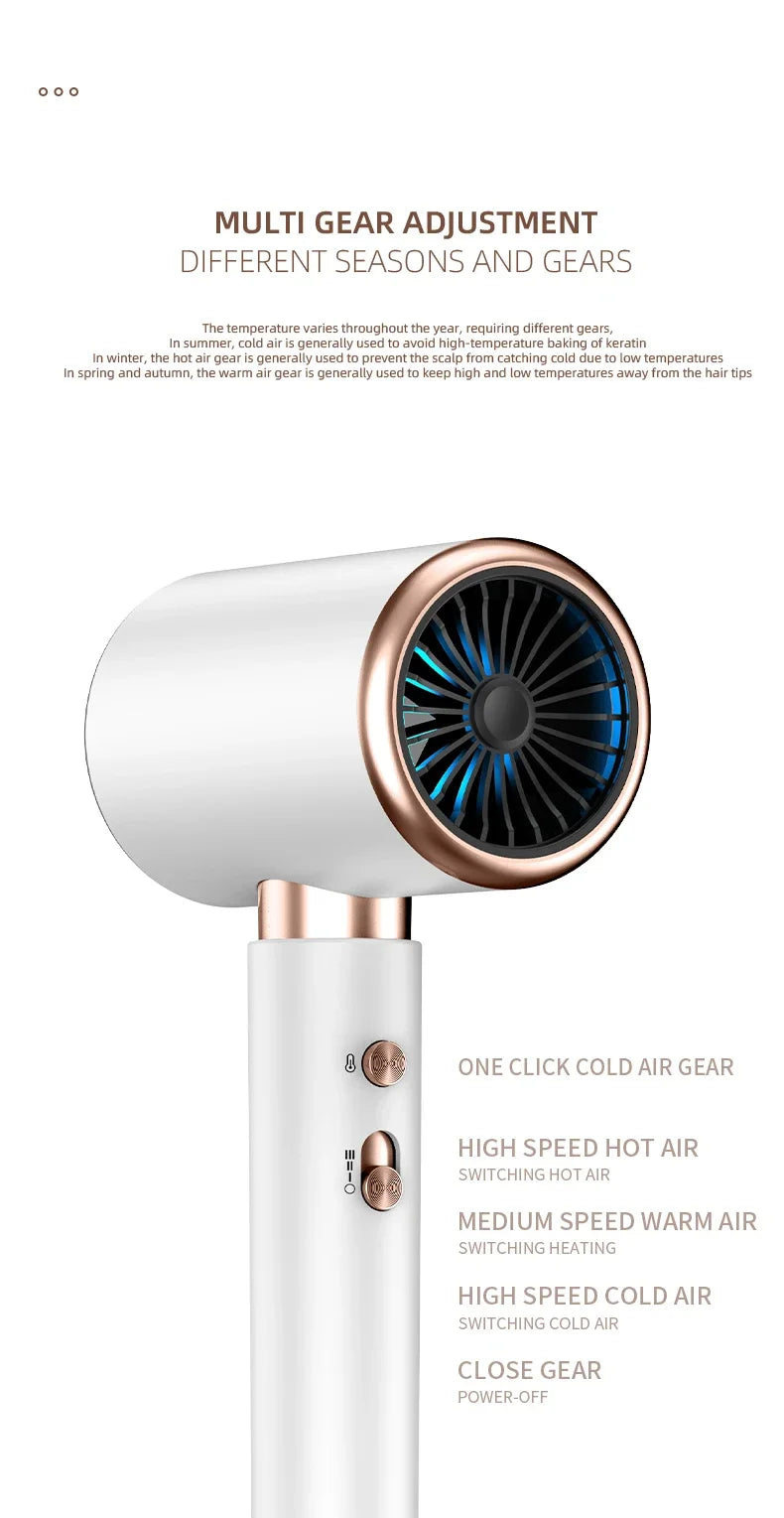 High-Speed Electric Turbine Hair Dryer Airflow Low Noise Constant Temperature And Quick Drying Suitable For Home Salons