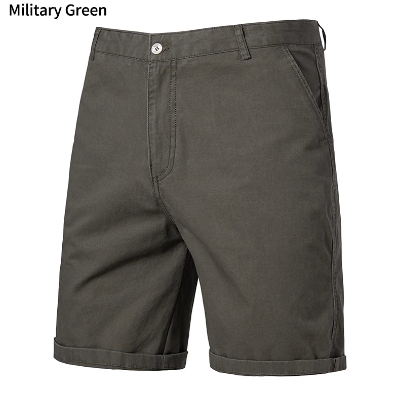 8 Colors Mens Cotton Casual Shorts Summer Business Casual Knee Pants Classic Khaki American Style Streetwear Golf Shorts Beige