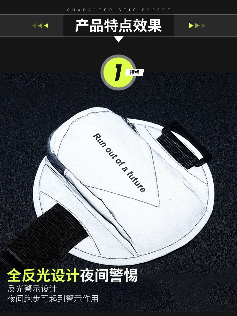Outdoor Sports Running Fitness Mobile Phone Arm Bag Night Running Reflective Safety Wrist Bag Men and Women 6.5-Inch