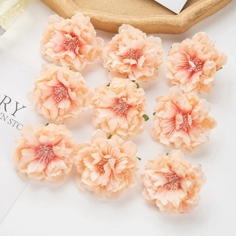 5/10pcs Artificial Flower Silk Peony Scrapbook Diy Home Vase Christmas Wreath Wedding Wall Decoration Garden Arch Accessories