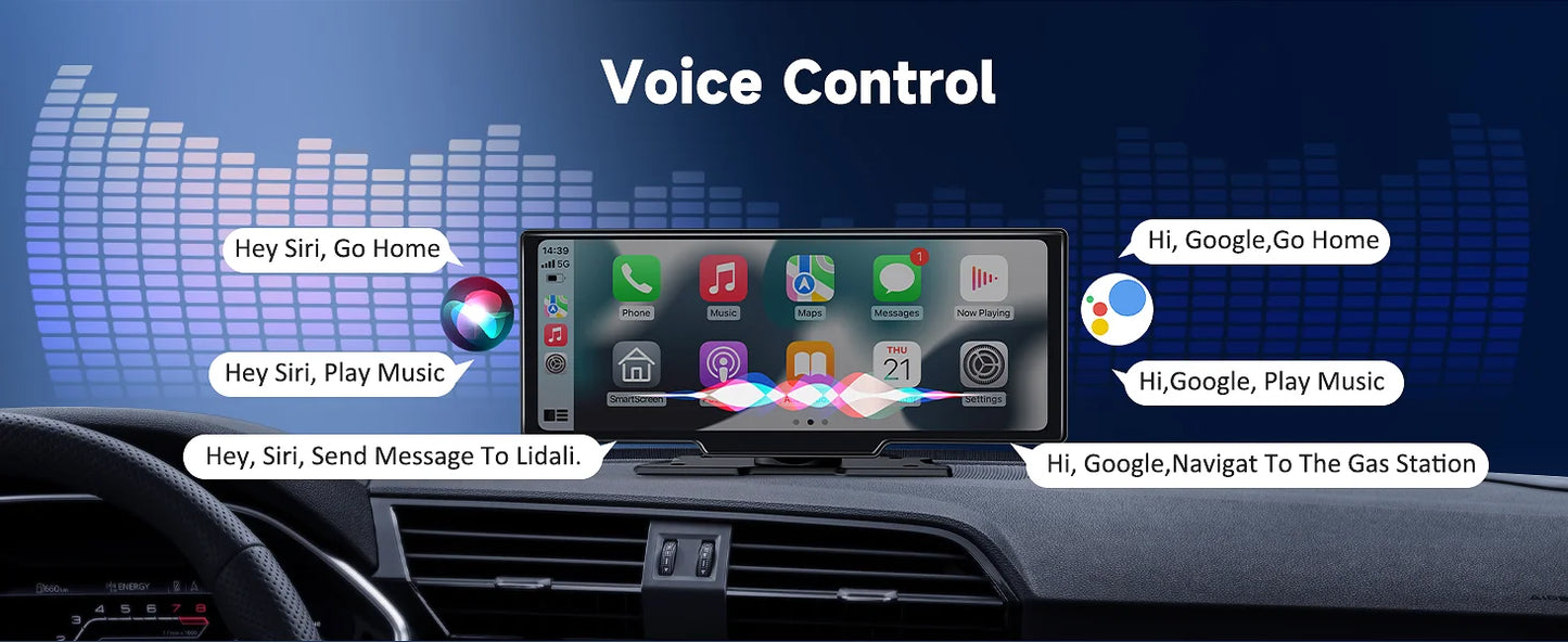 Jansite 10.26" 4K DVR Wireless CarPlay & Android Auto Dash Cam GPS Navigation 24h Park Monitor Night Vision Rear View Mirror