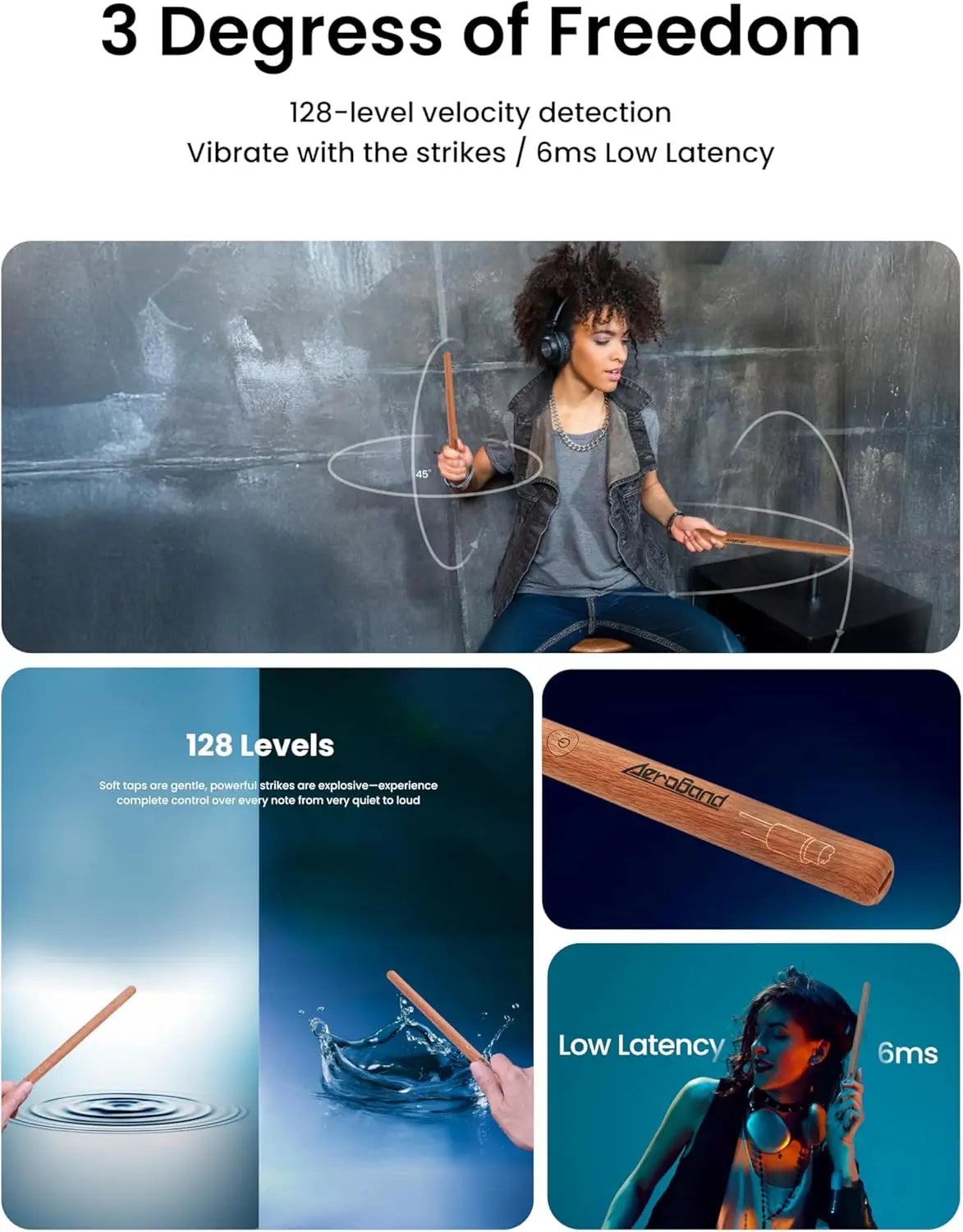 2024 New Pocket Drum 2 MAX Somatosensory Digital Electronic Air Drum Stick Set Drumsticks & Foot Pedals & Bluetooth Adapter
