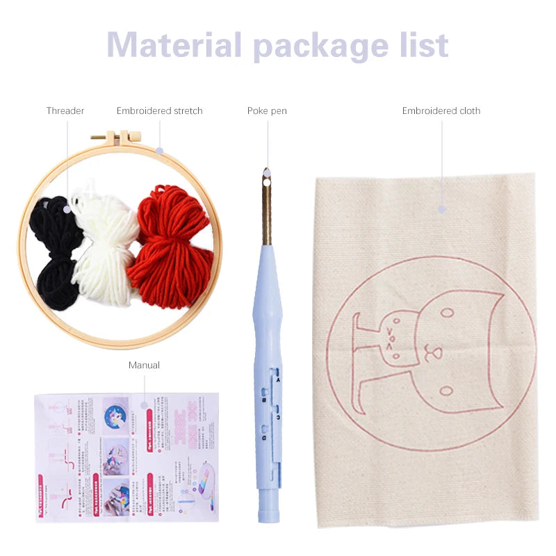 Punch Needle Embroidery Kits For Adults Scenery DIY Craft Yarns Embroidery Set for Beginner Cross Stitch Home Painting Decor