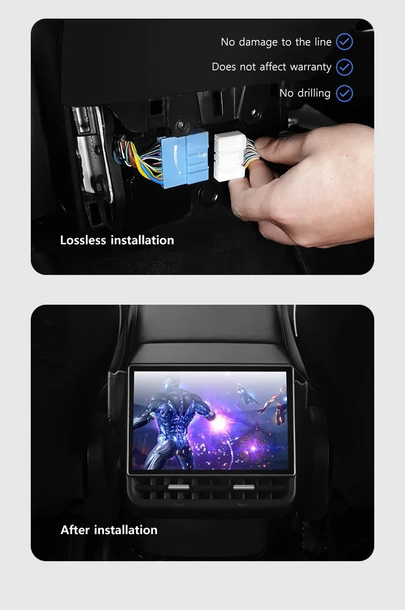 New Style 8.66 Inches Rear Display Android 13 WIFI Entertainment Screen 4G+64G Wireles Carplay Andriod Auto for Tesla Model Y 3