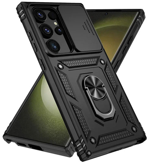 Armor Shockproof Phone Case For Samsung Galaxy S24 S23 S22 S21 S20 S10 Ultra S23FE S21FE Note 20 Lens Protect Ring Holder Cover
