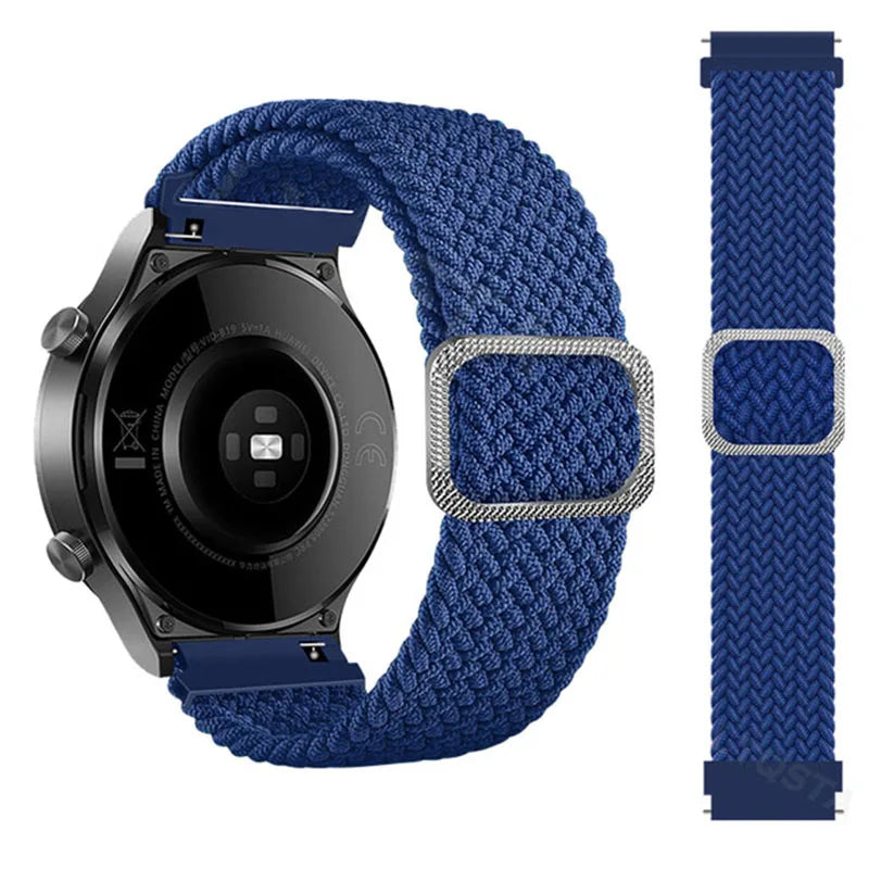 20mm 22mm Elastic Band For Samsung Galaxy Watch 7/6/5/4/FE Active 2 Gear S3 Braided Nylon Strap For Huawei Watch GT 5/4/3/2 46mm