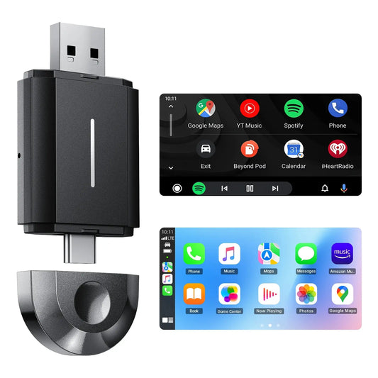 TOGUARD 2 in 1 Wireless CarPlay Adapter&Android Auto Wireless Adapter, 5Ghz WiFi Type-C/USB Plug & Play Carplay Wireless Adapter