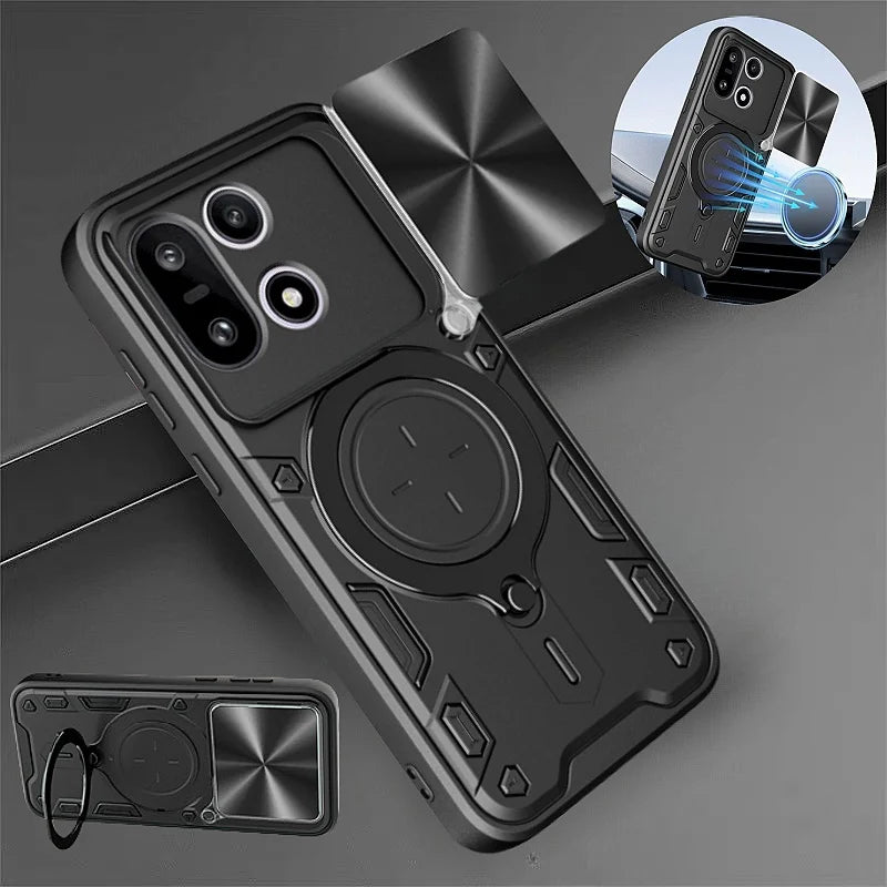 Armor Funda For OnePlus 15 5G Case Slide Camera Lens Protect Back Cover For One Plus 15 OnePlus15 Car Magnetic Holder Ring Cover