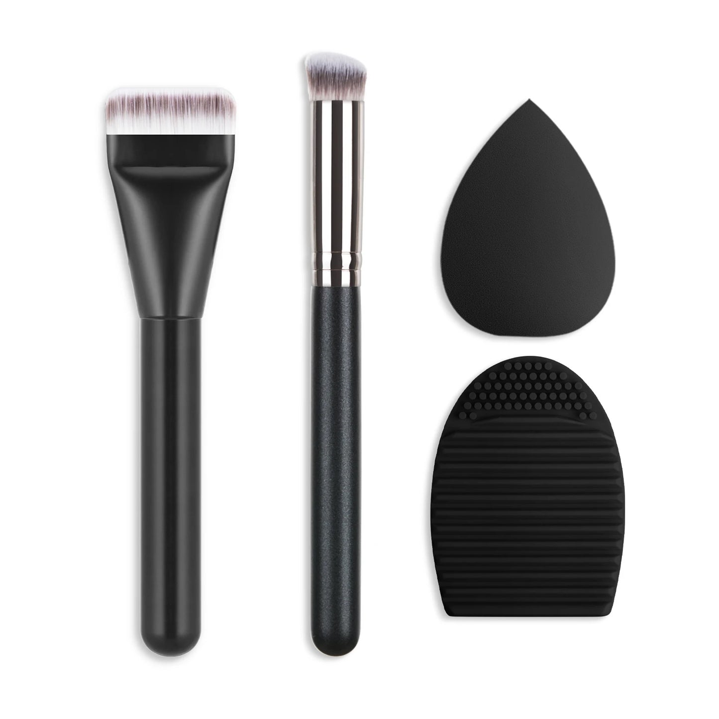 Ultra Thin Foundation Brush Makeup Mixing Palette with Spatula Flat Face Contour Brush Cosmetic Puff Blender Beauty Makeup Tools
