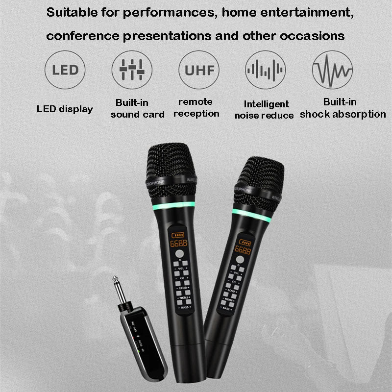 Professional UHF Wireless Microphone Handheld Bluetooth Karaoke Microphone Recording Studio Home Party Singing for Car Speaker