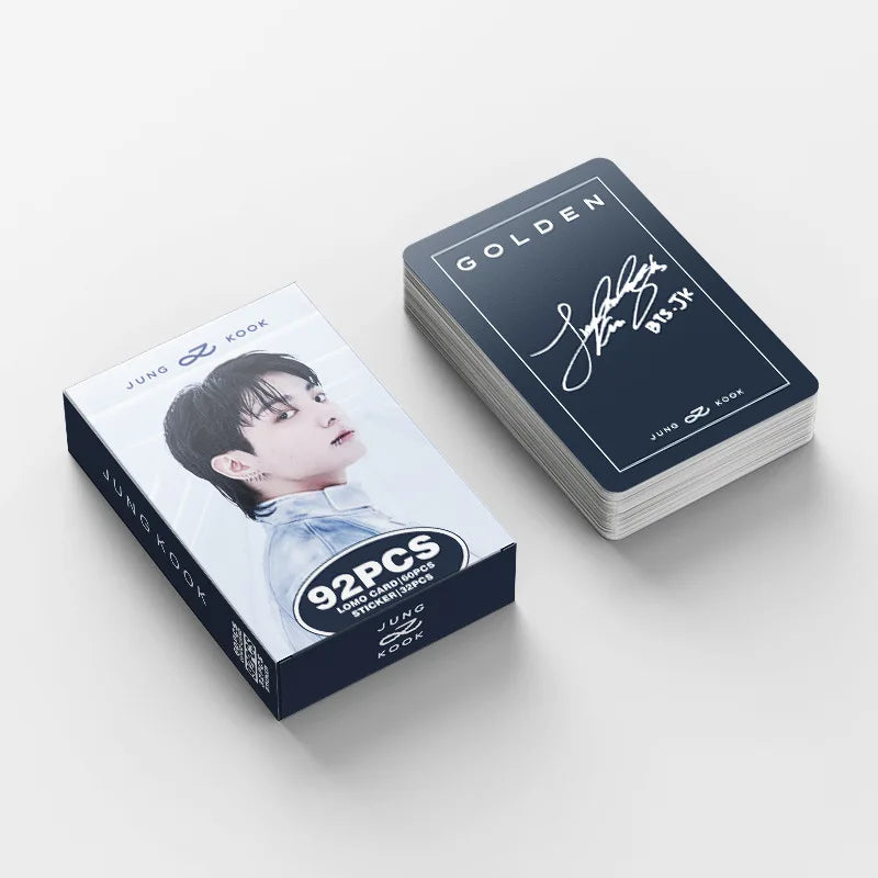 New 92 JUNGKOOK Solo Album GOLDEN Merchandise Photo Album Stickers JK Double-Sided LOMO Cards Celebrity Fan Gifts