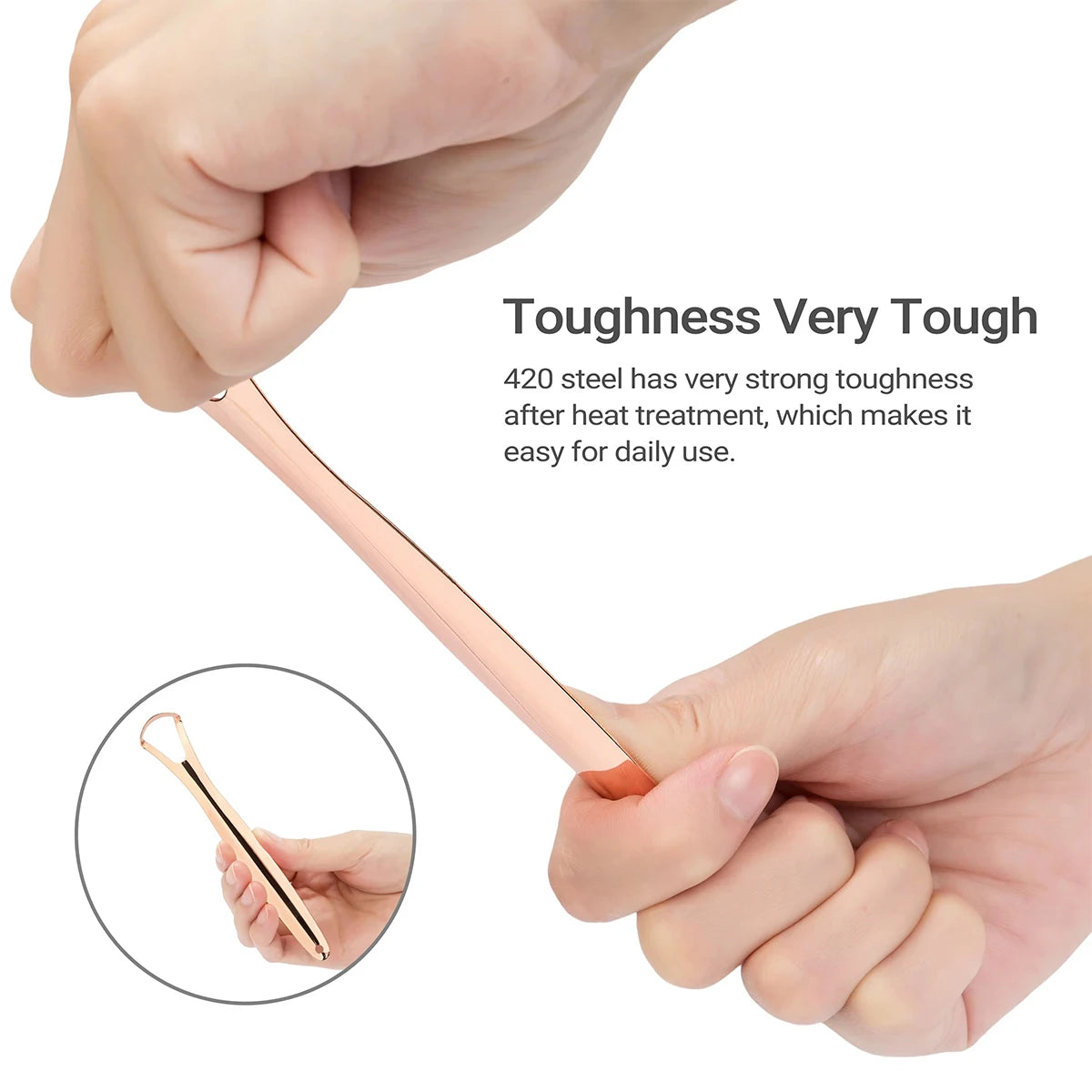 Set of 3 Tongue Scrapers for Adults Tough Metal Tongue Cleaner w/Storage Case Stainless Steel Tongue Scrubber for Fresh Breath