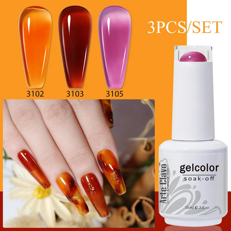 3PCS/Set Arte Clavo Gel Nail Polish Kit 15ml Nail Art UV LED Gel Set For Manicure Long Lasting Gel Polish Set Soak off Varnishes