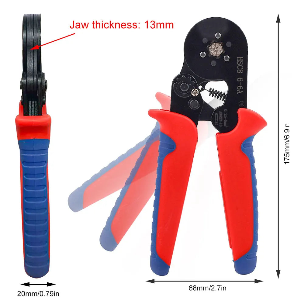 Manual Crimping Pliers HSC8 6-4A/HSC8 6-6A Tube Terminal Crimping Tool With Terminal Tip Set for Home Improvement and Electrica