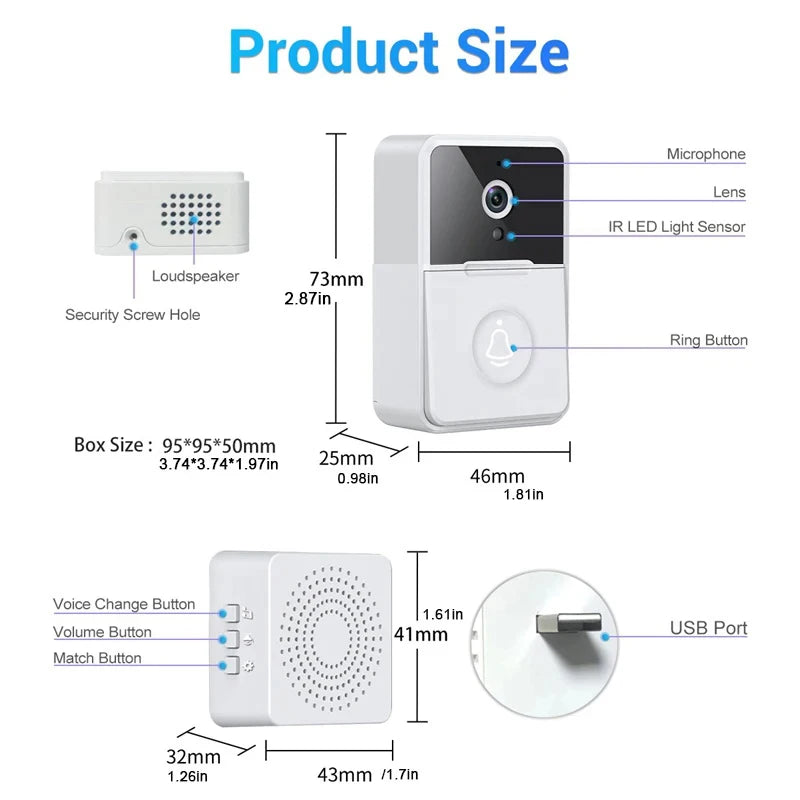 X3 Wireless Doorbell Wifi Outdoor Hd Camera Security By Bell Night Vision Video Intercom Voice Change For Home Monitor By Phone