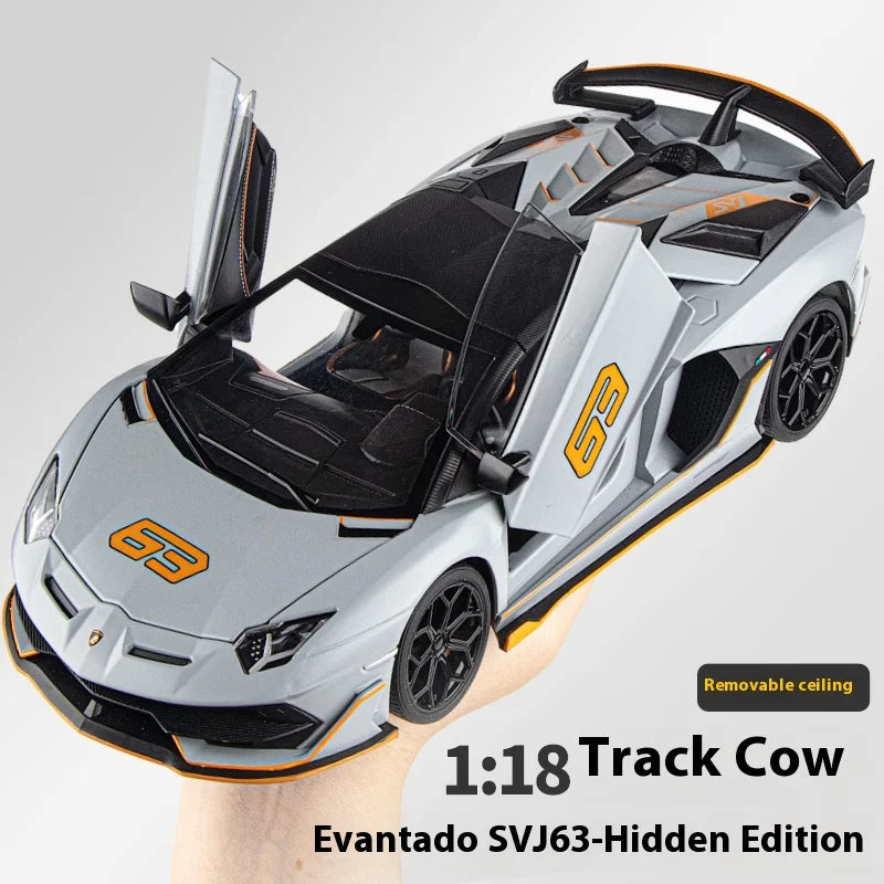 1:18 Scale SVJ63 Alloy Car Toy Model with Sound & Light Effects - Realistic Detail for Kids' Playtime & Collectors' Delight