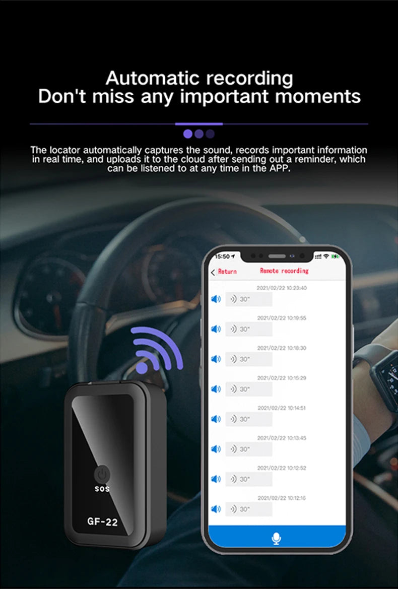 GF22 Mini Car Tracker Real Time Magnetic GPSDevice Anti-Loss Location Tractor Precise SlMMessage Positioner SOS Alarm Device