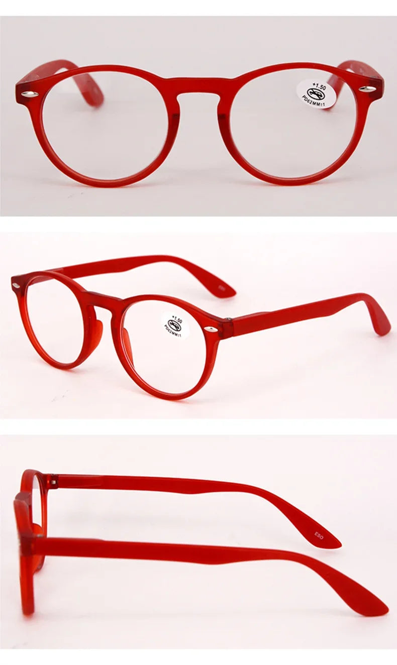 Ultralight Red Leopard Print Reading Glasses Women Men Round Glasses Frames for Read Female Fashion Vintage Clear Eyeglasses