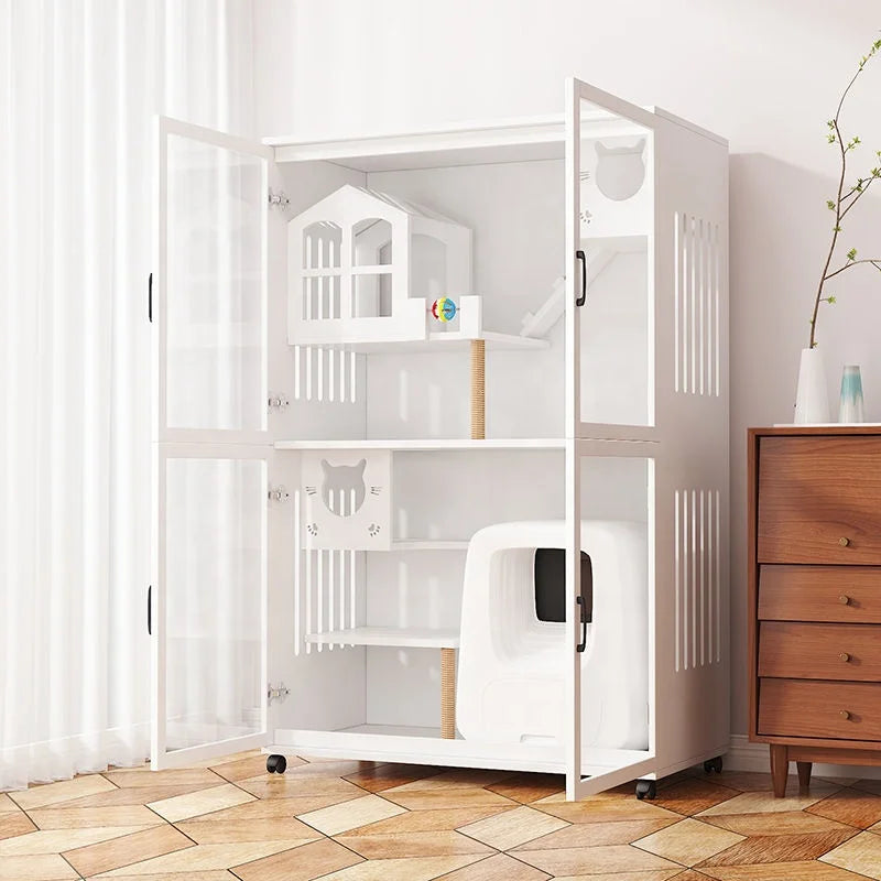 Can Customize Factory Wholesale Luxury Wooden Cat House Large Cat Bed  Cat Hous Indoors