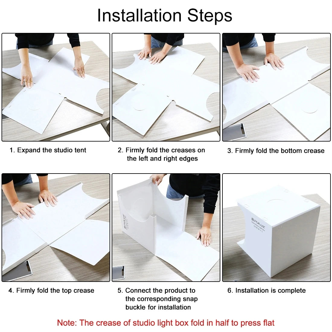 PULUZ 20cm Mini 2 LED Panels Folding Portable 1100LM Light Photo Lighting Studio Shooting Tent Box Kit with 6 Colors Backdrops