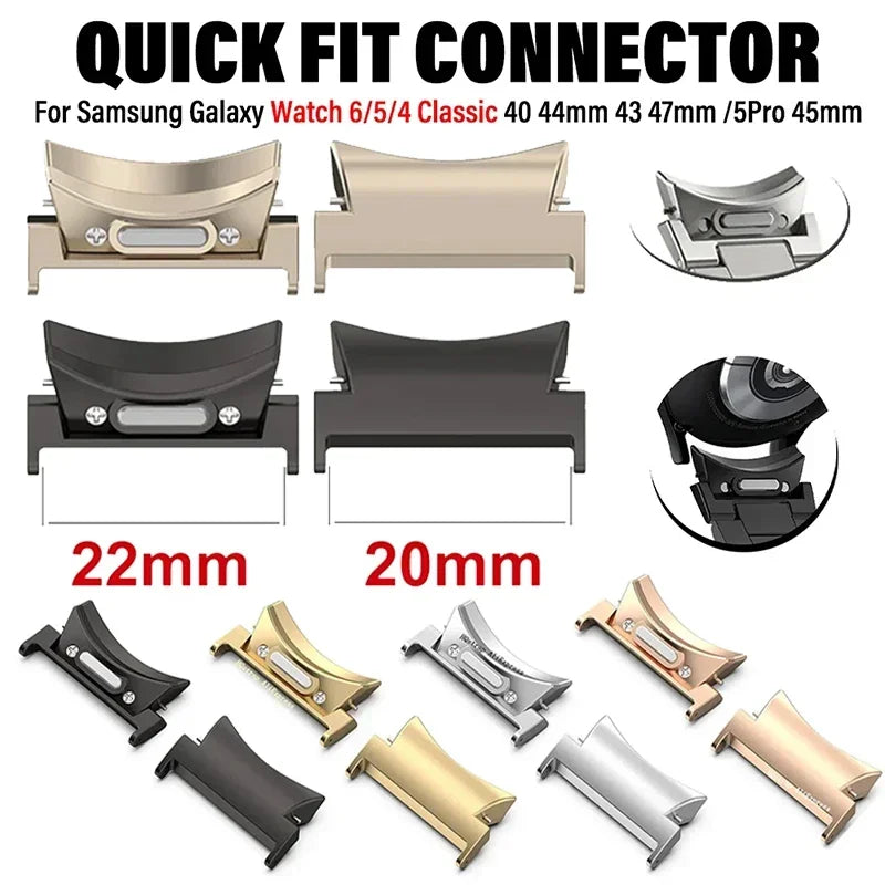 22mm 20mm Quick Fit Connector for Samsung Galaxy Watch 6 5 4 40 44mm Metal Adapter For Galaxy Watch 6 Classic 47mm 43mm 42 46mm