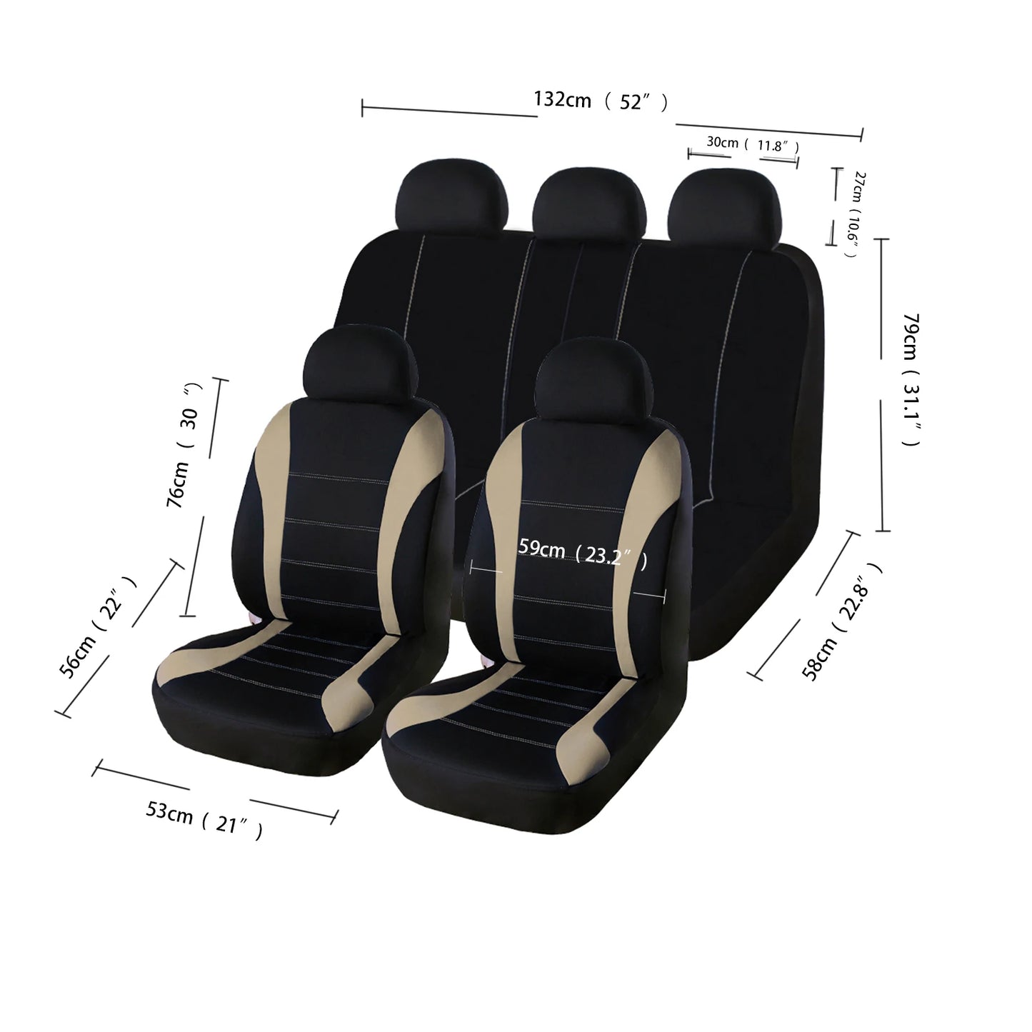 AUTO HIGH Universal Auto Seat Covers Full Set for Car Truck SUV Van Polyester Front & Rear Protector