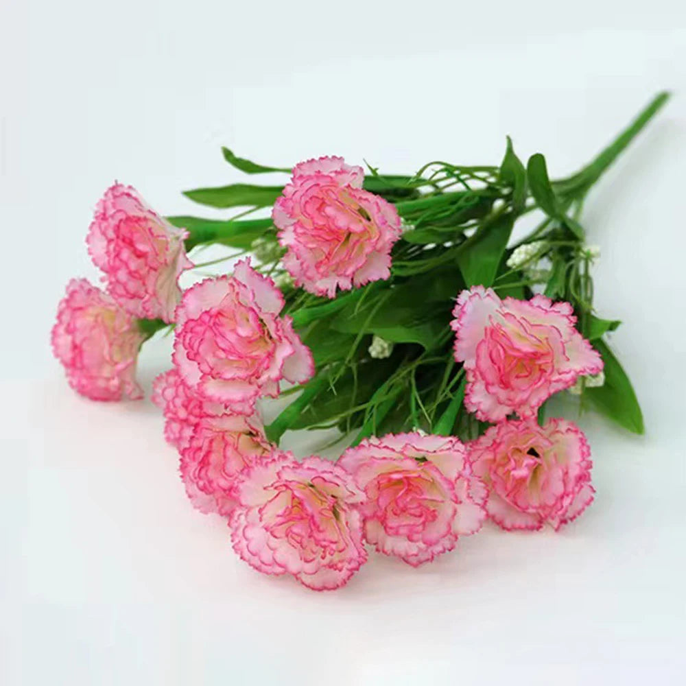 1 Bouquet Carnation Silk Artificial Flowers Fake Plants Party Garden  Wedding Decor Mother's Day Gift Home Room Decoration