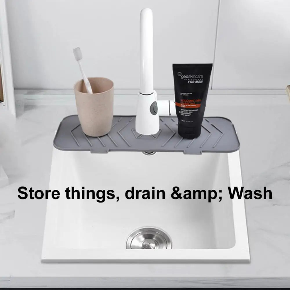Kitchen Faucet Mat Silicone Absorbent Mat Sink Sponge Drain Rack Foldable Water Splash Catcher Mat Bathroom Countertop Protector