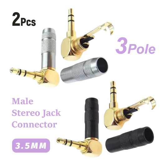 Right Angle Gold Plated 3.5mm for Soldering 3Pole Earphone Plug Audio Connector Electronics