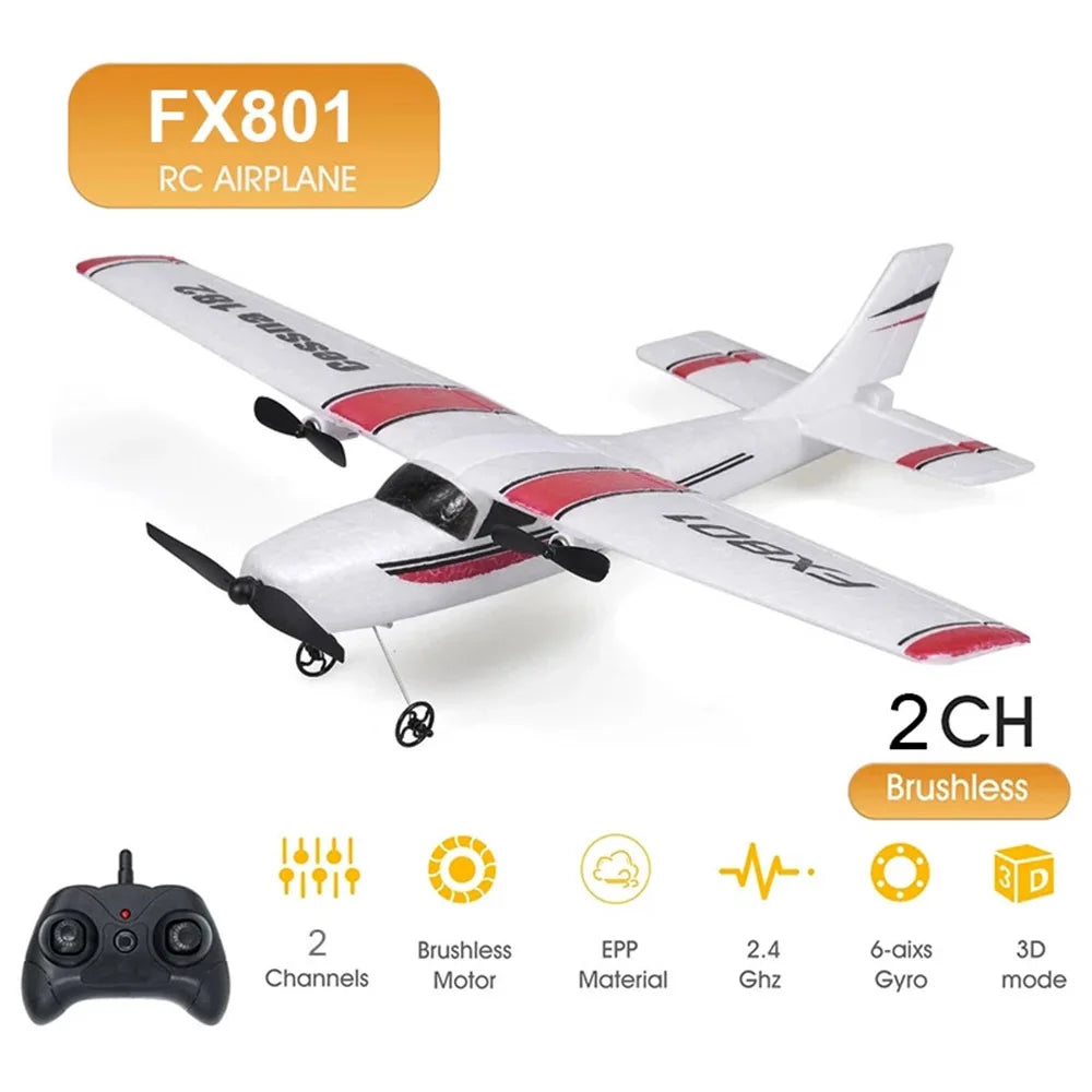 FX801 RC Plane EPP Foam 2.4G 2CH RTF Remote Control Wingspan Aircraft Fixed Wingspan Airplane Toys Gifts for Children Kids