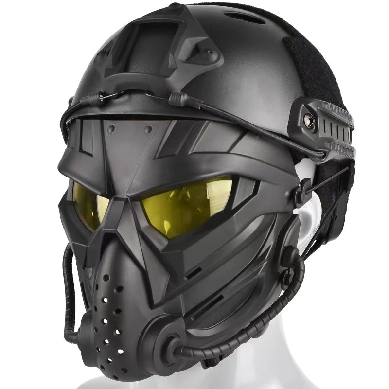 ZLang Tactical Airsoft Helmet With Full Face Mask For Hunting Cos Paintball Shooting Alien Mask and ABS Fast Helmet Protection