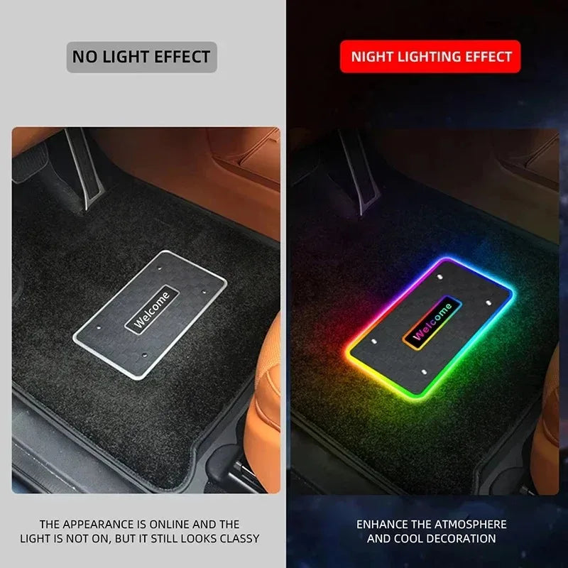 2/4 in 1 Car Floor Mat Ambient Light Customizable Logo RGB Colors App Wireless Control Acrylic Vehicle Supplies Car Accessories
