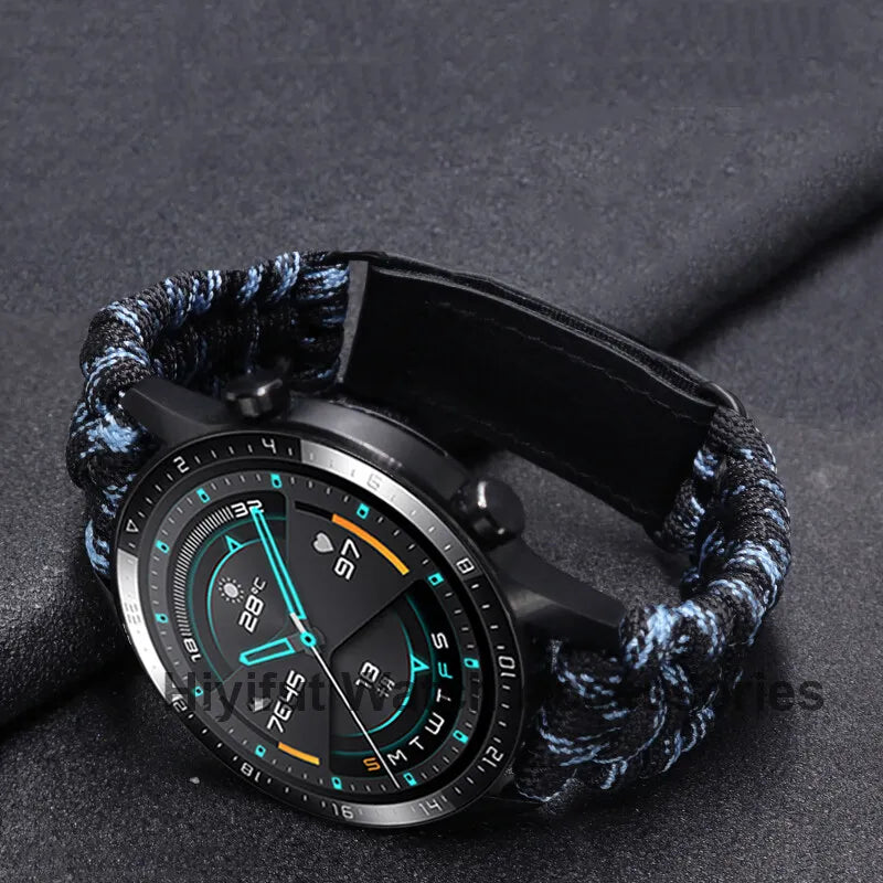 20 22mm Braided Flat Head Universal Watchband Colorful Velcro Style For Galaxy Watch 3/4/5 41/45mm 40/44 42/46mm Gear S3 Band