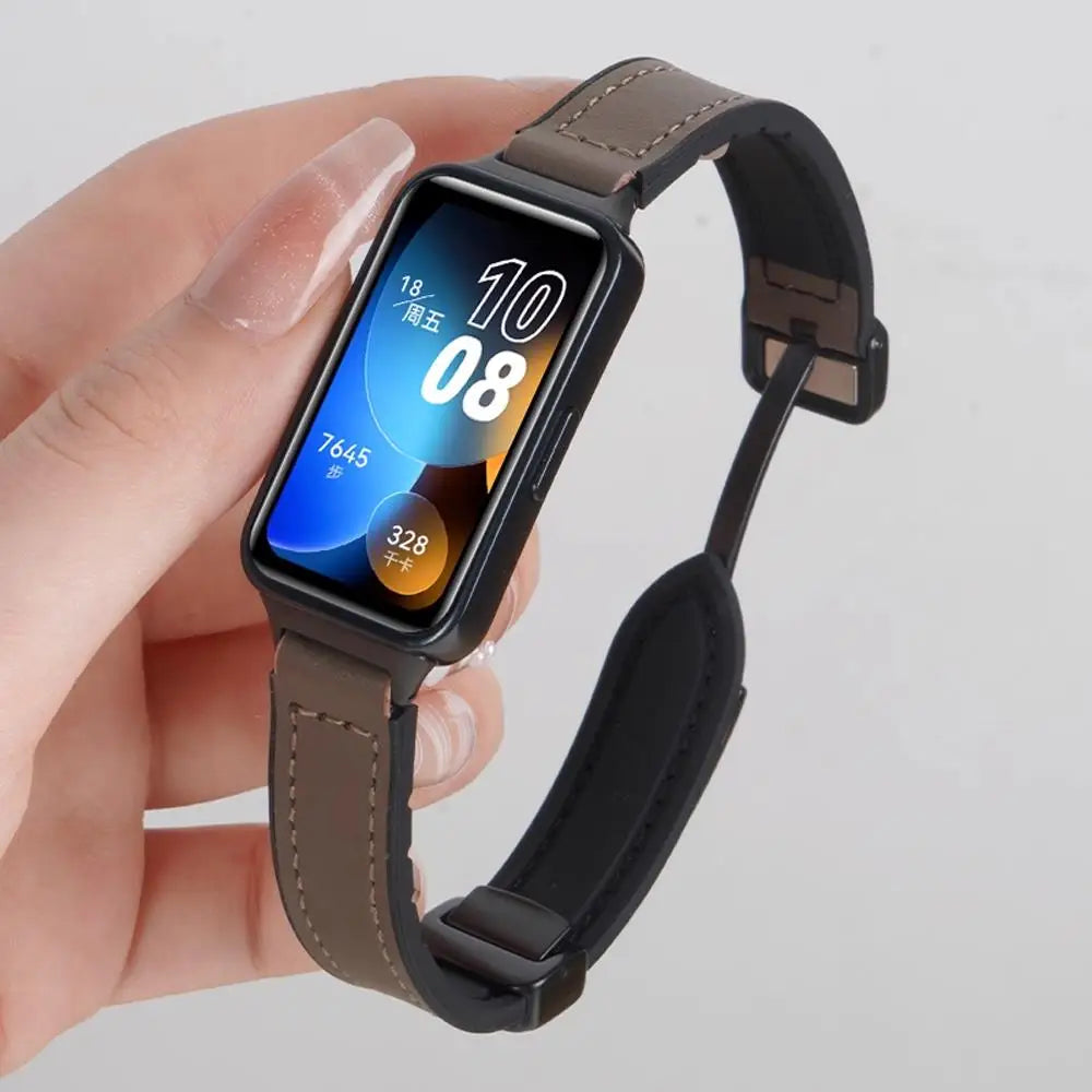 Magnetic Leather Strap for Huawei Band 10 9 8 NFC Soft Sport Replacement Breathable Correa Band10 Bracelet Wristband Accessories