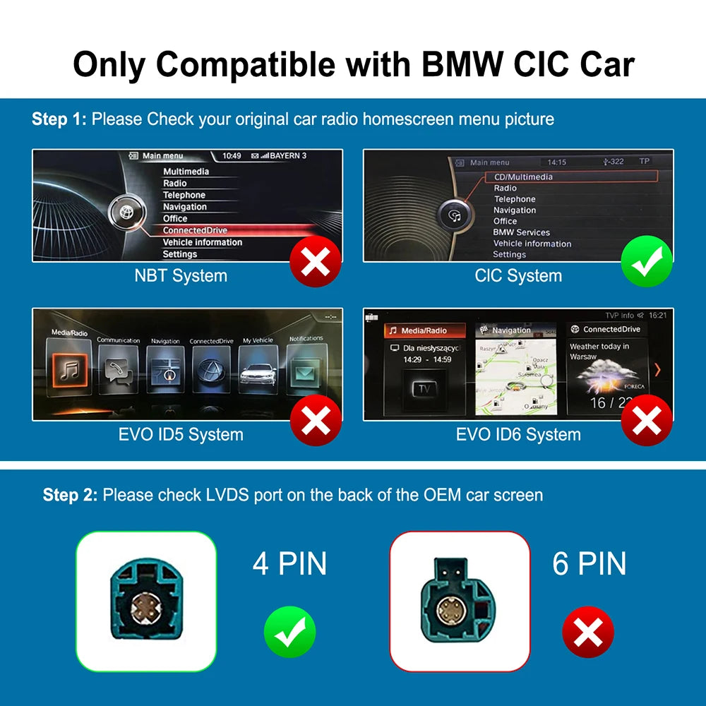 Wireless CarPlay Android Auto for BMW NBT CIC System 1 2 3 4 5 6 7 Series X1 X3 X4 X5 X6 MINI E60 E84 E70 F26 F25 F10 F11F20 F21