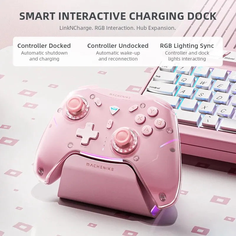 MACHENIKE G5Pro Max Gaming Controller With Charging Dock RGB Wireless Gamepad Hall Effect Joystick Trigger For Switch PC Phone