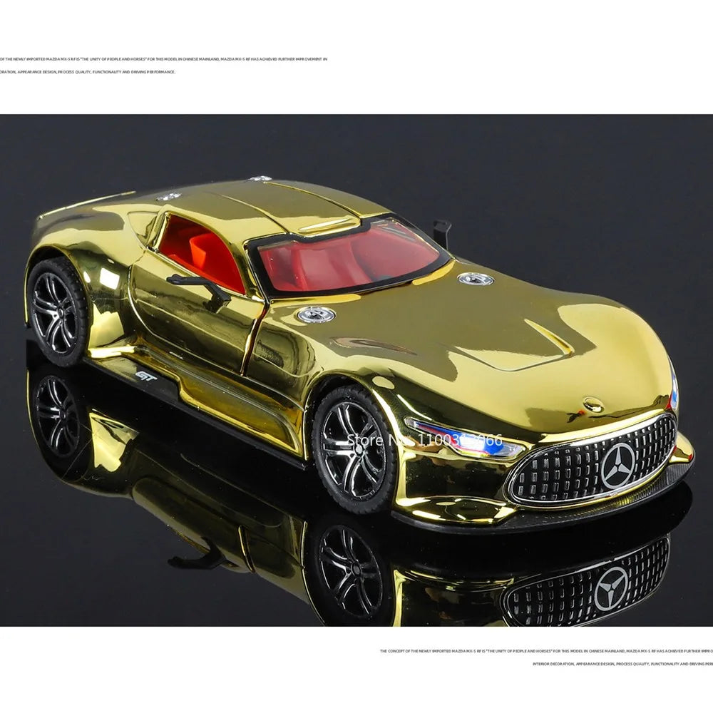 1:24 Alloy Diecasting Vision GT Toys Cars Miniature Models Wheel Pull Back Sports Car with Light Music Vehicles Model Ornament