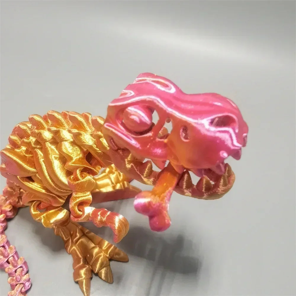 10Pcs Tyrannosaurus Rex Fossil Dragon 3D Printing Skull Dragon Movable Joint Decoration Toy Can Stand Big-mouth Dinosaur Model
