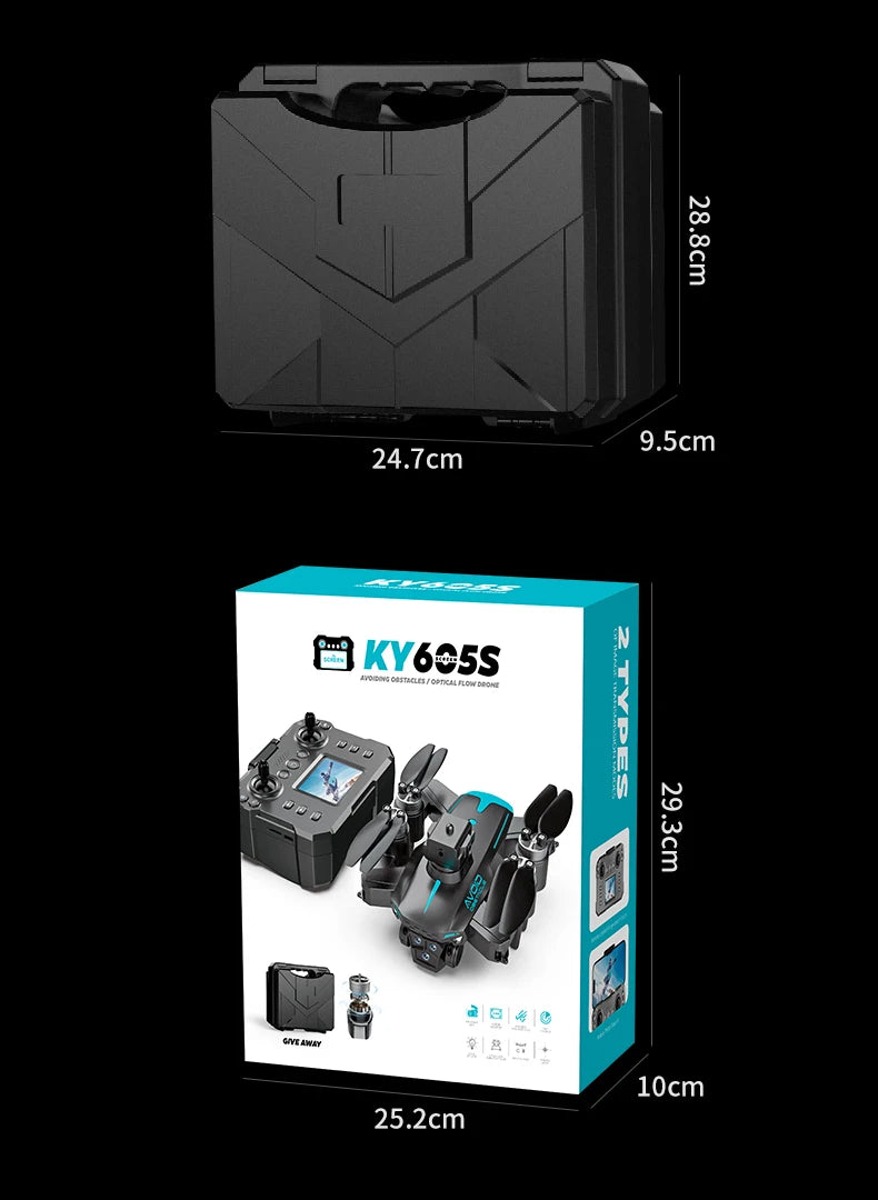 New KY605S Screen Controlled Drone 8K Three HD Camera Brushless Motor Obstacle Avoidance Foldable Quadcopter Dron RC Toys Gifts