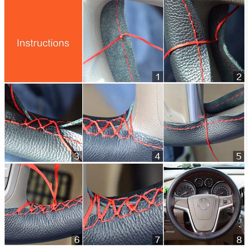 Car Steering Wheel Braid Cover Leather Car Covers for lancer nissan march versa gol volkswagen vectra i30 ix25 fiat 500 punto c4