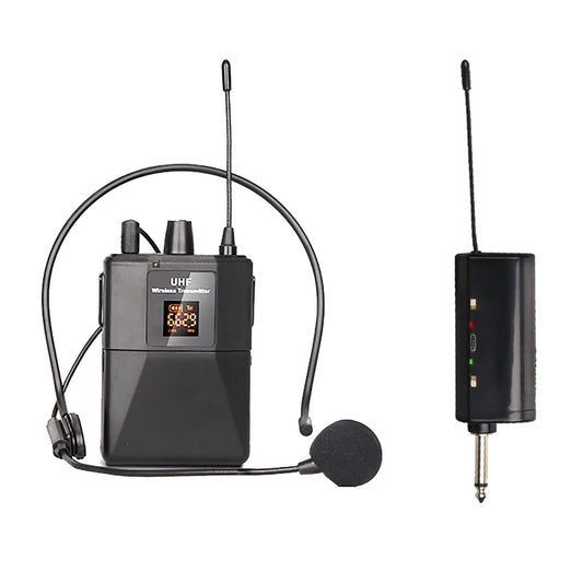 UHF Wireless Headset Microphone with Transmitter Receiver LED Digital Display Bodypack Transmitter for Teaching Live Performance