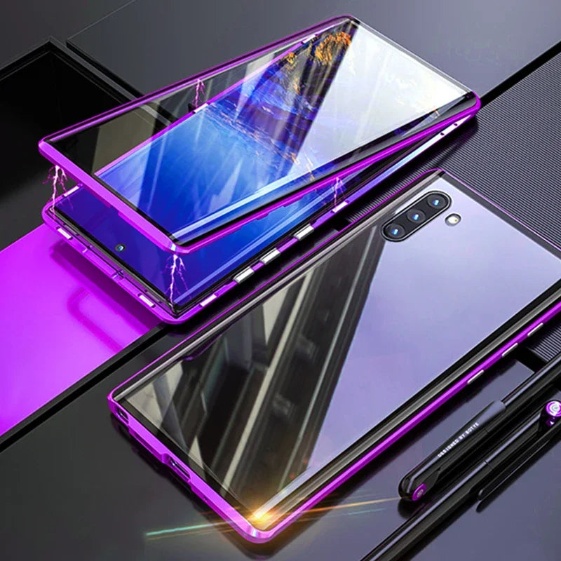 New 360 Protect Magnetic Case For Samsung Galaxy S24 S25 Ultra S23 S22 S21 S20 S23 FE S9 S10 Note 8 9 20 A72 Sided Glass Back