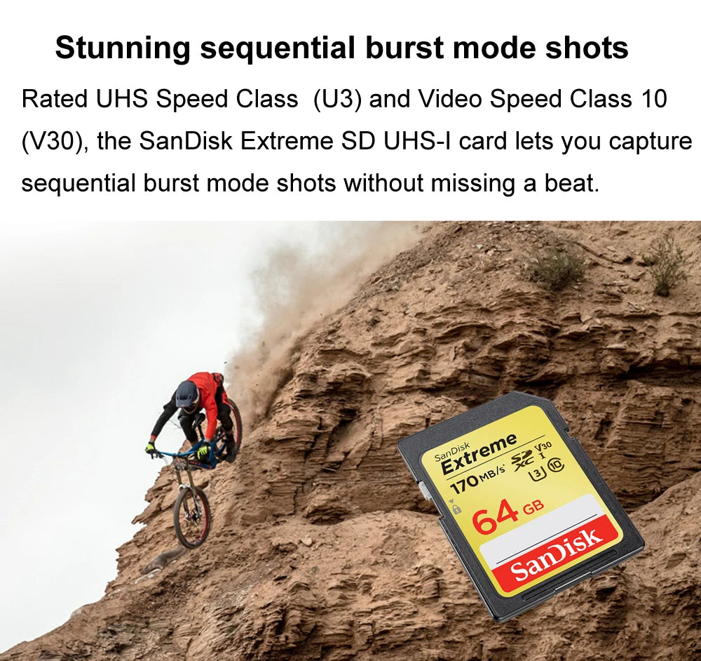 SanDisk SD Card for Camera 100M-200M/s 256GB 128GB 64GB 32GB Memory Card U3 U1 4K Flash Card for Camera Flash Card SDXC SDHC