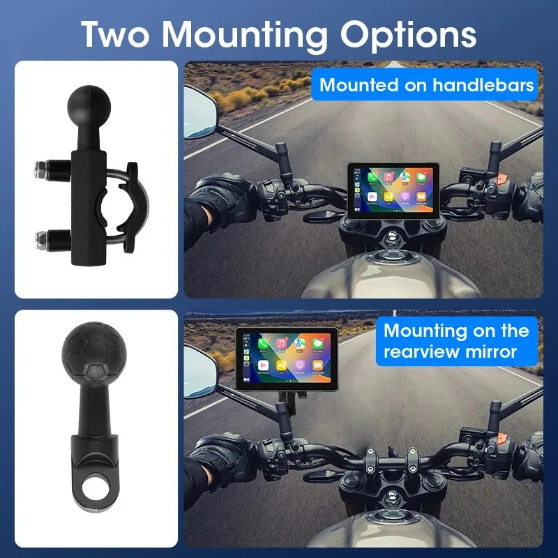 Srnubi 7 inch Portable Motorcycle DVR LCD Display GPS IPX7 Waterproof For Wireless Apple CarPlay Android Auto Airplay Monitor