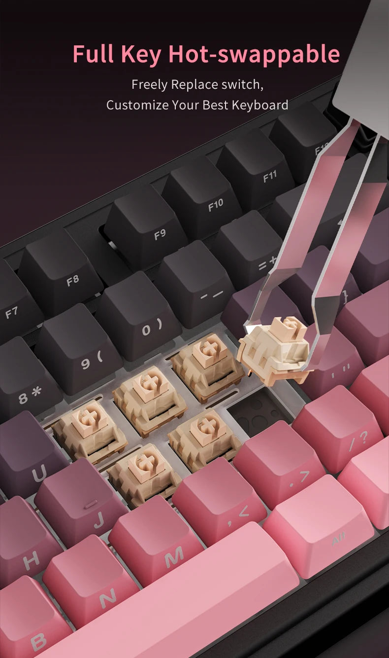 AJAZZ AK870 PLUS wireless three-mode mechanical keyboard hot-swappable screen gaming keyboard 87 keys