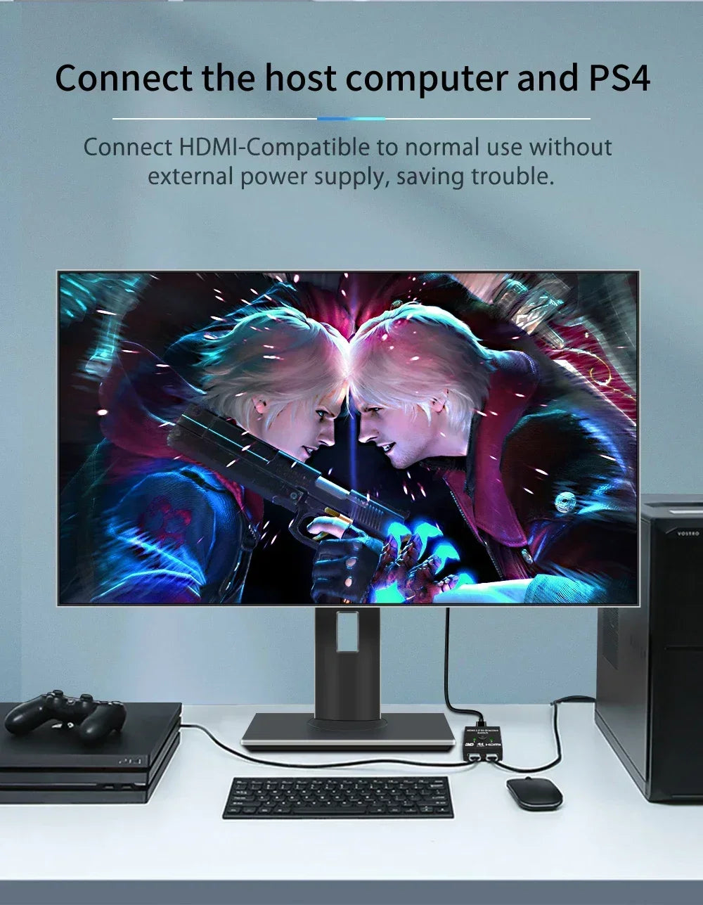 4K Switch KVM Bi-Direction 1x2/2x1 HDMI-compatible Switch 2 In1 Out for TV Box PS4/3 Switcher Adapter HDMI-Compatible Splitter