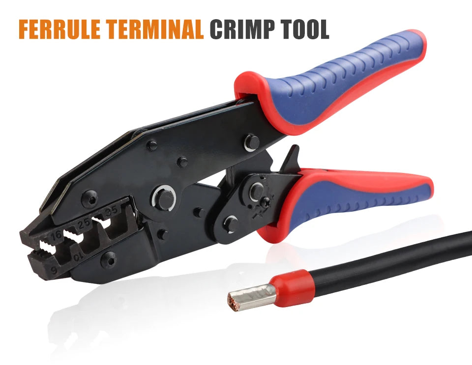 Crimping Tool for Sleeves Ferrule Terminals - Ratcheting Wire Crimpers - AWG 10-2 (6-35mm²) - Ratchet Terminal Crimper YF-35WF